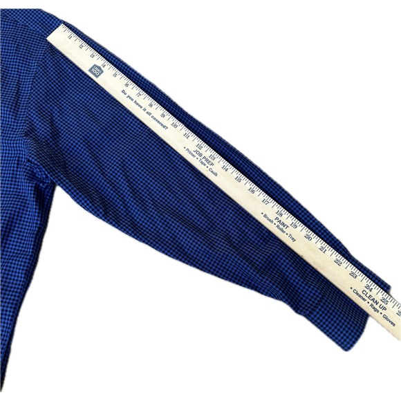 Orvis Wrinkle Free Mens Large Blue/Black Micro Check Button Down 100% Cotton - Picture 6 of 11